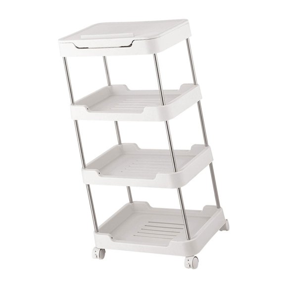 Space Saving Rolling Utility Serving Cart with Table Top Multifunctional Storage Trolley with Supplies