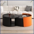 thumbnail image 1 of Space-Saving Round Nesting Coffee Table - Extendable Storage, MDF, No Assembly & Easy to Clean, 1 of 17