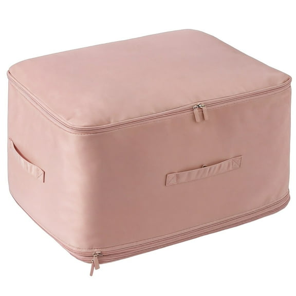 Space Saving Self Compression Organizer for Quilts and Clothes, Nylon Storage Bag with Zipper and Handles, Large Capacity 20.5 x 16.5 x 9.8 inches, Multi-Purpose for Home and Travel