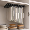 thumbnail image 1 of Space Saving Under Shelf Lid Organizer, 8 Slot Durable Plastic Construction, Fits Kitchen Cabinet Pantry Shelf And Countertop, Black Storage Organizer, 1 of 6