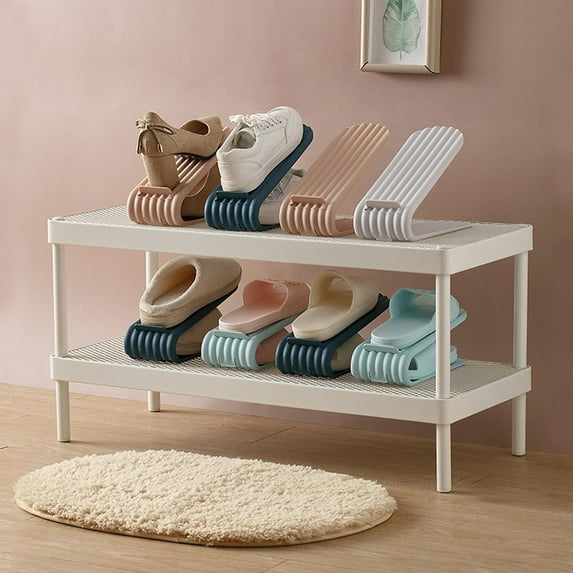 Space Saving Shoe Rack for Entryway, Easy Adjust Plastic Shoe Cabinet for Home Organization, Modern Footwear Storage Artifact, Durable Tiered Rack for Tidy Closet and Doorstep Management, by UKHCCC