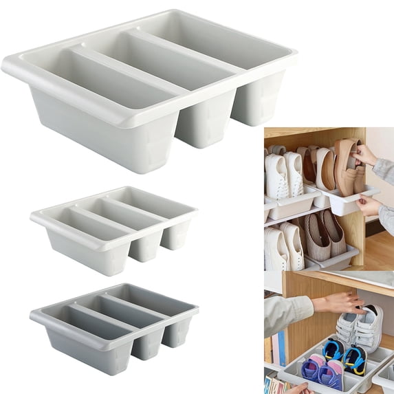 Space Saving Shoe Rack for Small Spaces, Stackable Under Bed or Closet Shoe Organizer Holds Up to 3 Pairs per Tier, Freestanding Durable Plastic Shoe Storage for Entryway Dorm Bedroom
