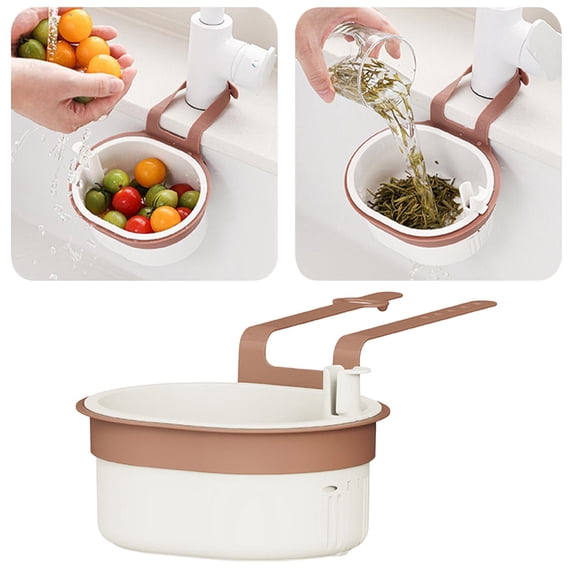 Space-Saving Sink Strainer Basket, SomWiBe Adjustable Hanging Drain Organizer for Faucet Cleanup and Food Scrap Catching