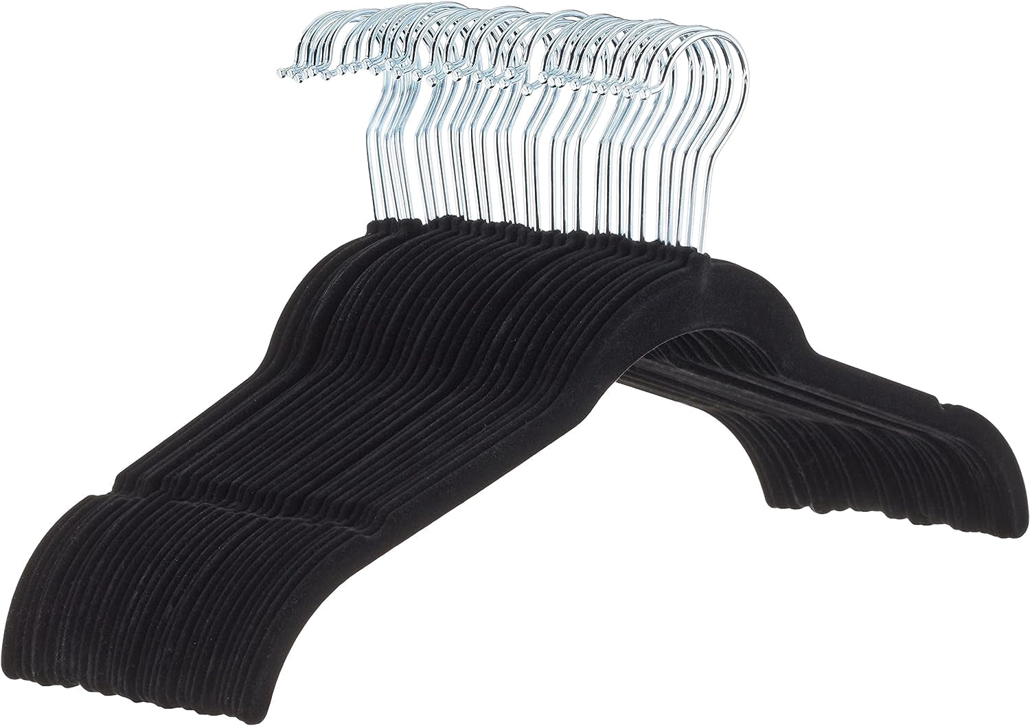 Space Saving Slim Velvet Non-Slip Clothes Hangers, Sturdy, Gray/Silver, 100-Pack