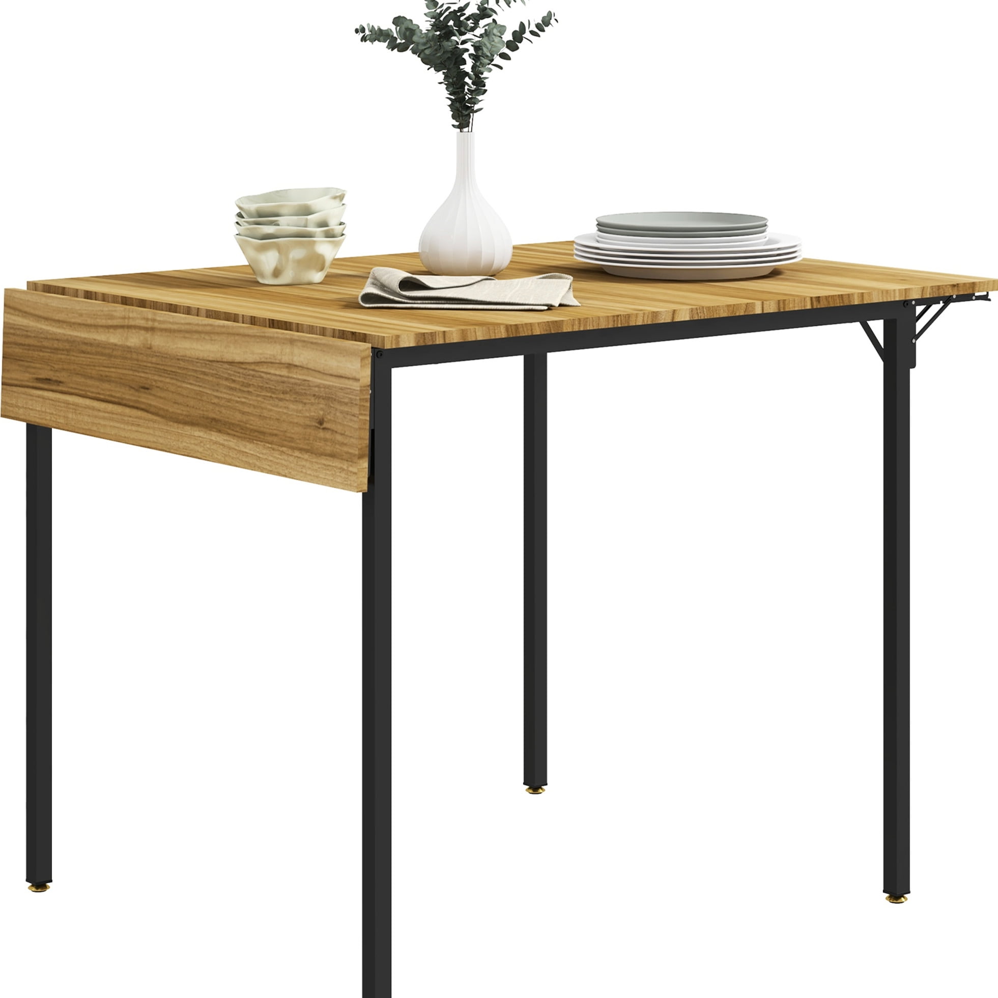 Space Saving Small Areas Table, Walnut Drop Leaf Folding For 2 - 4 ...