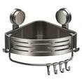 thumbnail image 1 of Space-Saving Suction Cup Bathroom Shelf - No Drilling Required, Strong Triangular Rack with Hooks, Suitable for Shower And Toile, 1 of 7