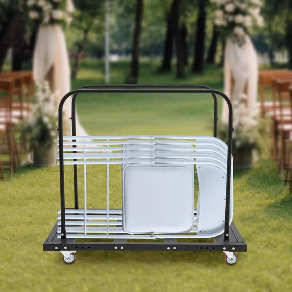 Space-Saving Table Cart, 74x115x98cm Q235 Steel Frame, Easy Assembly, 4 Universal Wheels, Perfect for Homes, Schools, Event Celebrations
