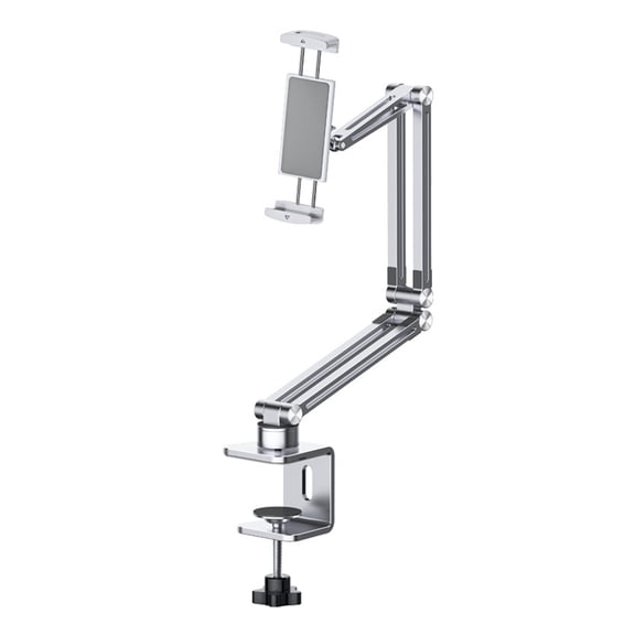 Space Saving Tablets Desk Mount For 4 To 12.9inch Screens Includes Swivels Base And Not Drill Clamp Installation