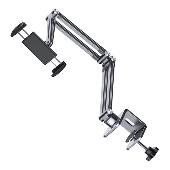 Space Saving Tablets Desk Mount For 4 To 12.9inch Screens Includes Swivels Base And Not Drill Clamp Installation