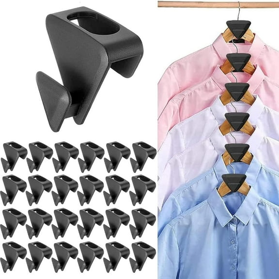 Space Saving Triangles for Hangers, 24Pcs Hangers Space Saving Hooks, Hanger Connector Hooks for Organizer Closet, Easy to Use Hanger Extender Clips,B