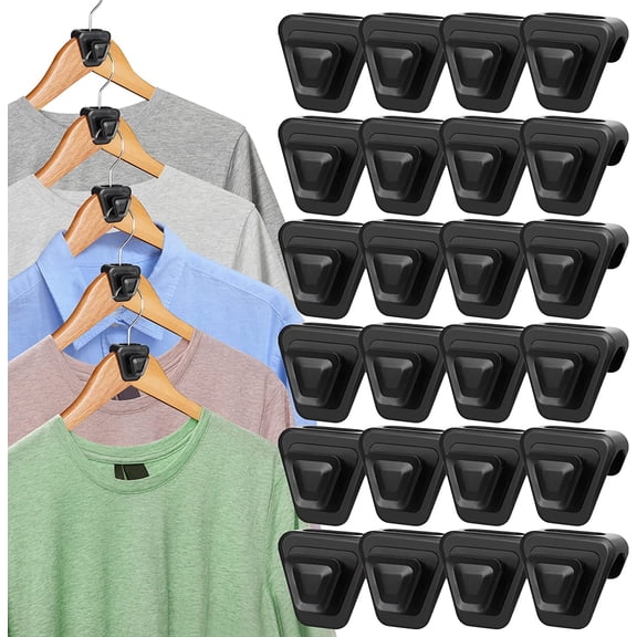 Space Saving Triangles for Hangers Hooks - 24 Pack Closet Clothes Hanger Connector Hook for Space Saver Extender Organizer Clips for Hanging Clothes Plastic Clothing Hanger Storage Connecting Hook