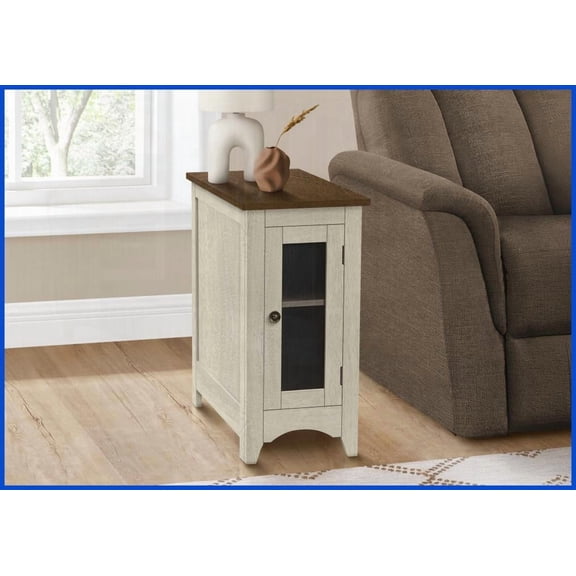 Space-Saving Two-Tone Antique White/Brown Veneer Coffee Table - Easy-Clean End Table for Living Room & Bedroom Nightstand