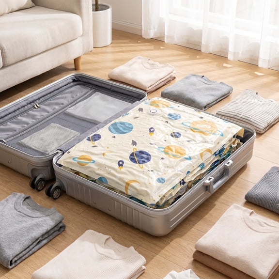Space Saving Vacuum Storage Bags, Extra Thick Reusable Space Saver Bags for Clothes, Bedding, Travel Organizer, Double Zipper Seal, Odor-Free, Airtight, Wardrobe, Suitcase