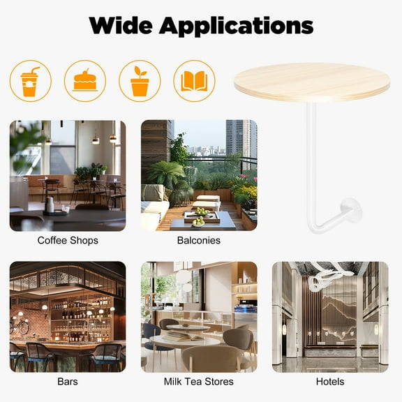 Space-Saving Wall Mounted Bar Table, Bar Height Pub Table, Counter Table for Milk Tea Shops