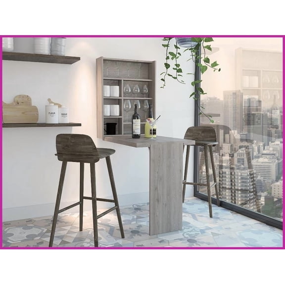 Space-Saving Wall Mounted Coffee Table with 7 Shelves, Light Gray – 23.6 Inch Wide for Small Spaces