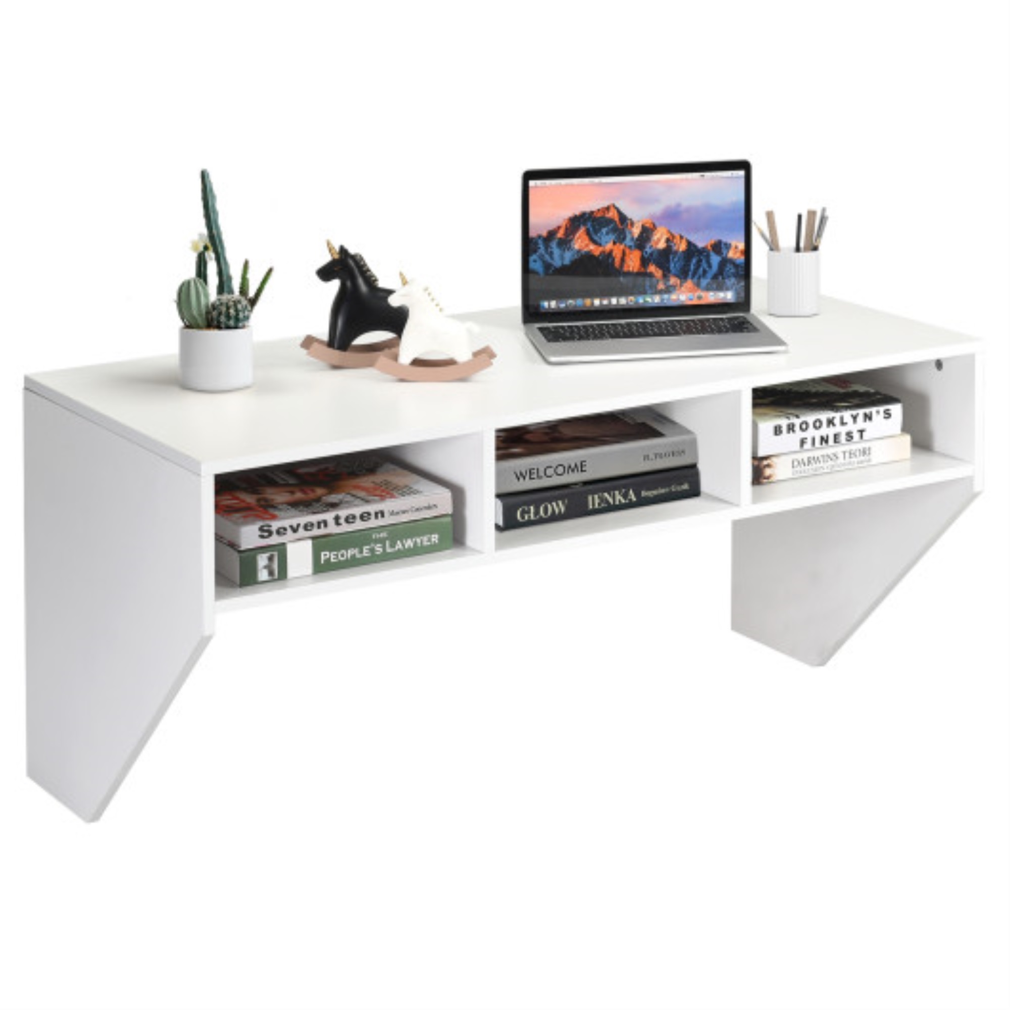 Space-Saving Wall-Mounted Desk with Storage Compartments - Modern and ...
