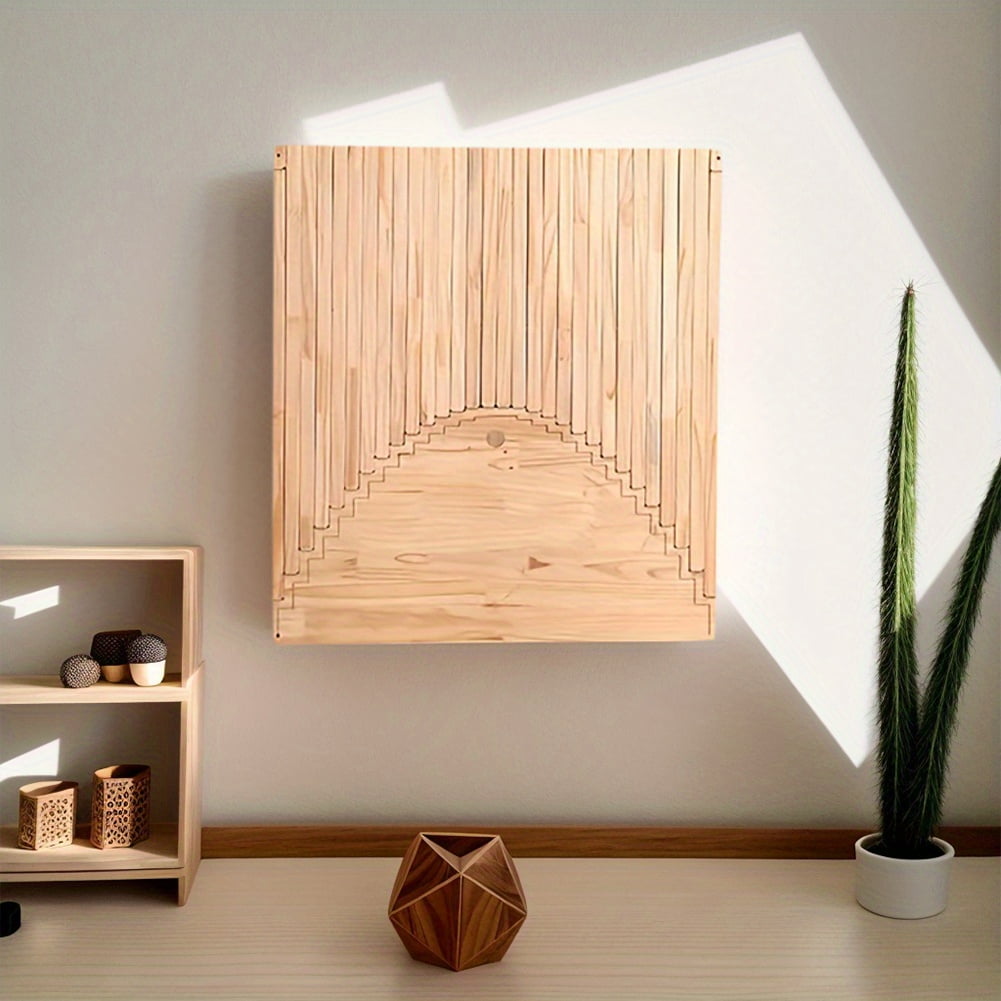 Space Saving Wall Mounted Folding Table - Bamboo-like Finish Foldable Desk for Home Office, Kitchen & Living Room, No Assembly Needed