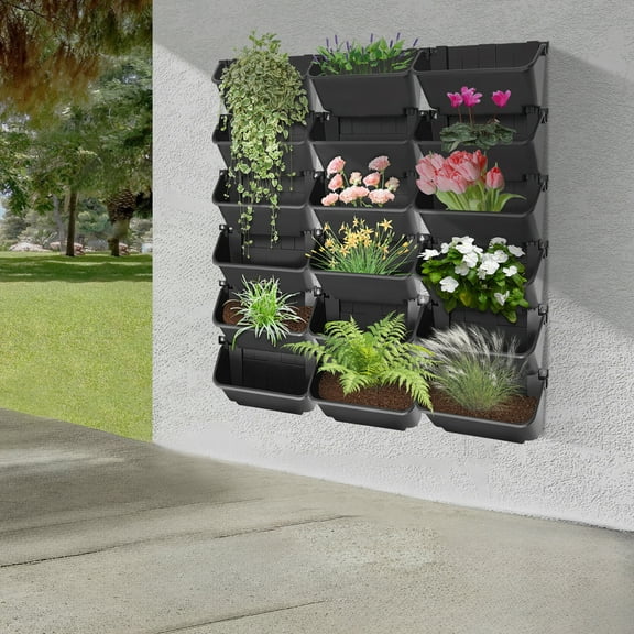 Space-Saving Wall-Mounted Planter - 18 Separate Pots for Herbs, Flowers, and Small Plants, Perfect for Urban Gardens and Small Spaces