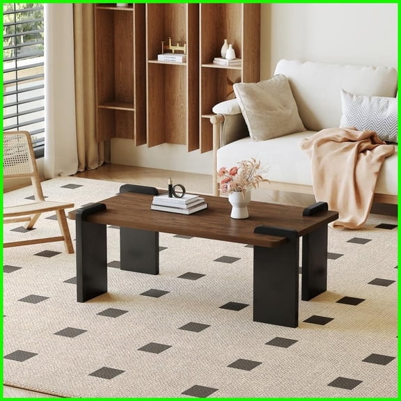 Space-Saving Walnut MDF Coffee Table for Living Room, Easy to Clean & Quick Assembly