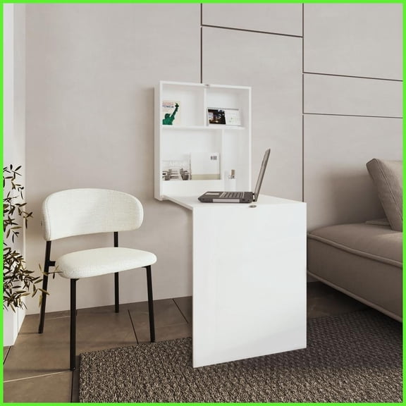 Space-Saving White Folding Coffee Table with 4 Shelves Convenient Storage for Compact Living Rooms