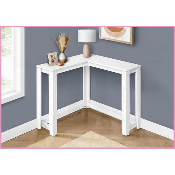 Space-Saving White Laminate Corner Coffee Table for Living Room & Bedroom, Contemporary Style