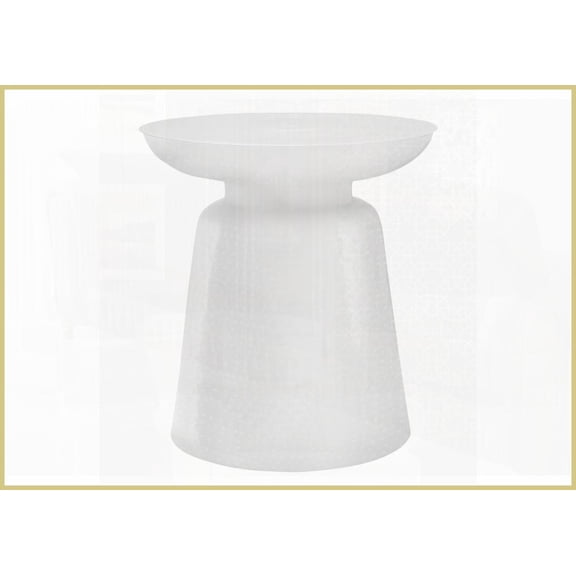 Space-Saving White Metal Coffee Table with Bell Base, 22" High Modern Look, No Assembly for Living Room Bedroom