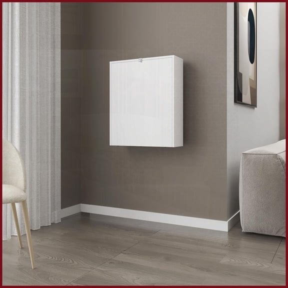 Space-Saving White Wall-Mounted Drop-Leaf Coffee Table for Small Spaces, Functional & Stylish