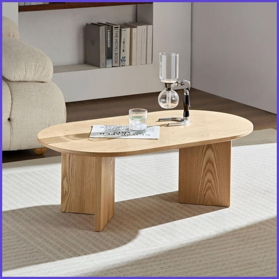 Space-Saving Wood-Look MDF Coffee Table for Apartment/Living Room, Easy to Clean & Sturdy