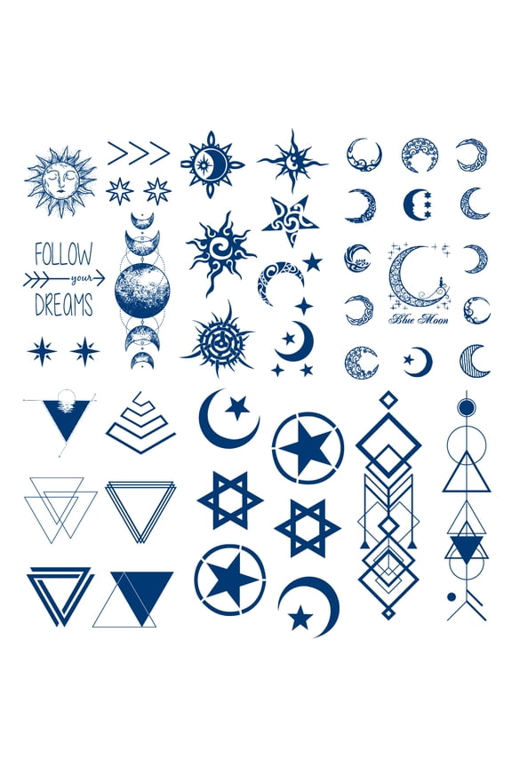 Space Semi Permanent Tattoos, 6-Sheet Fake Planet Temporary Stickers