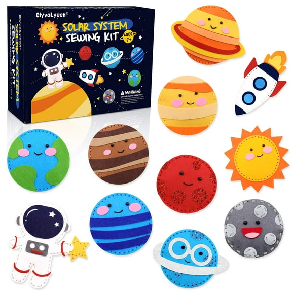 Space Sewing Kit for Kids Solar System DIY Activity Kids Felt Craft Supplies for 7 8 9 10 11 12 Girls and Boys Educational Beginners Sewing Set of 11