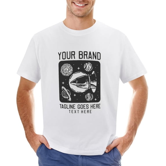 Space Shark Vintage Men’s T-Shirt 100% Cotton Casual Short Sleeve Tops Gift Tee White L