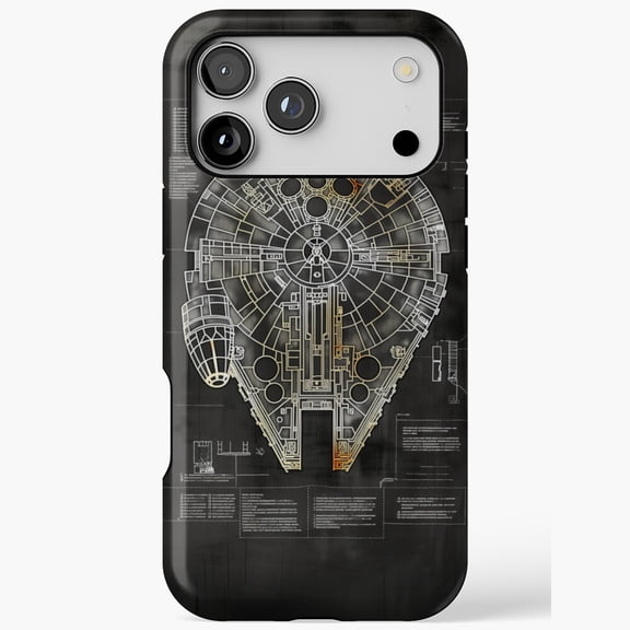 Space Ship Blueprint Art Cover for iPhone 11 12 13 14 15 16 17 Pro Max