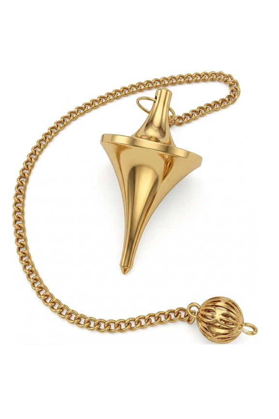 Space Ship Design UFO cone point Brass metal dowsing pendulum natural healing metal chain divination reiki meditation yoga balancing pendulum