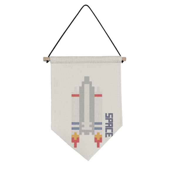 Space Ship Rocket Universe Pixel Canvas Flag Hanging Wall Art Decor Banner