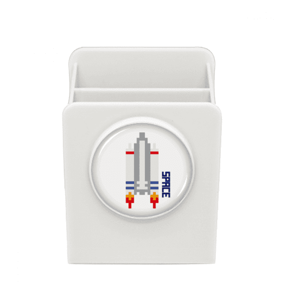 Space Ship Rocket Universe Pixel Desk Pencil Holder Cup Pen Organizer