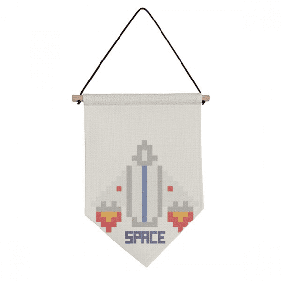 Space Ship Take Off Universe Pixel Canvas Flag Hanging Wall Art Decor Banner