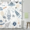 thumbnail image 1 of Space Shower Curtain for Kids, Cartoon Planet Shower Curtain Galaxy Shower Curtain Set for Bathroom, Waterproof Galaxy Universe Kids Shower Curtain Bathroom Decor Accessories,70X70IN, 1 of 4