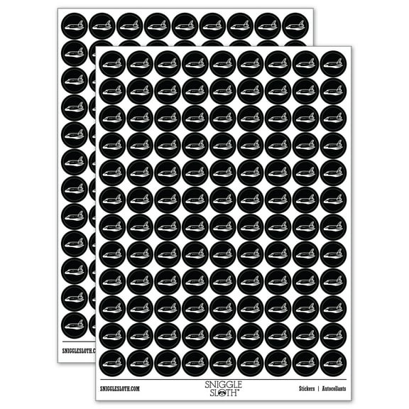 Space Shuttle 200+ Round Stickers - Black - Gloss Finish - 0.50" Size