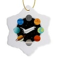 thumbnail image 1 of 3drose, Space Shuttle and Solar System, 3 inch Snowflake Porcelain Ornament, 1 of 7