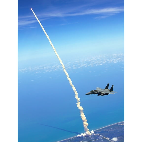 Space Shuttle Atlantis Launch Strike Eagle Patrol Photo Extra Large XL Wall Art Poster Print
