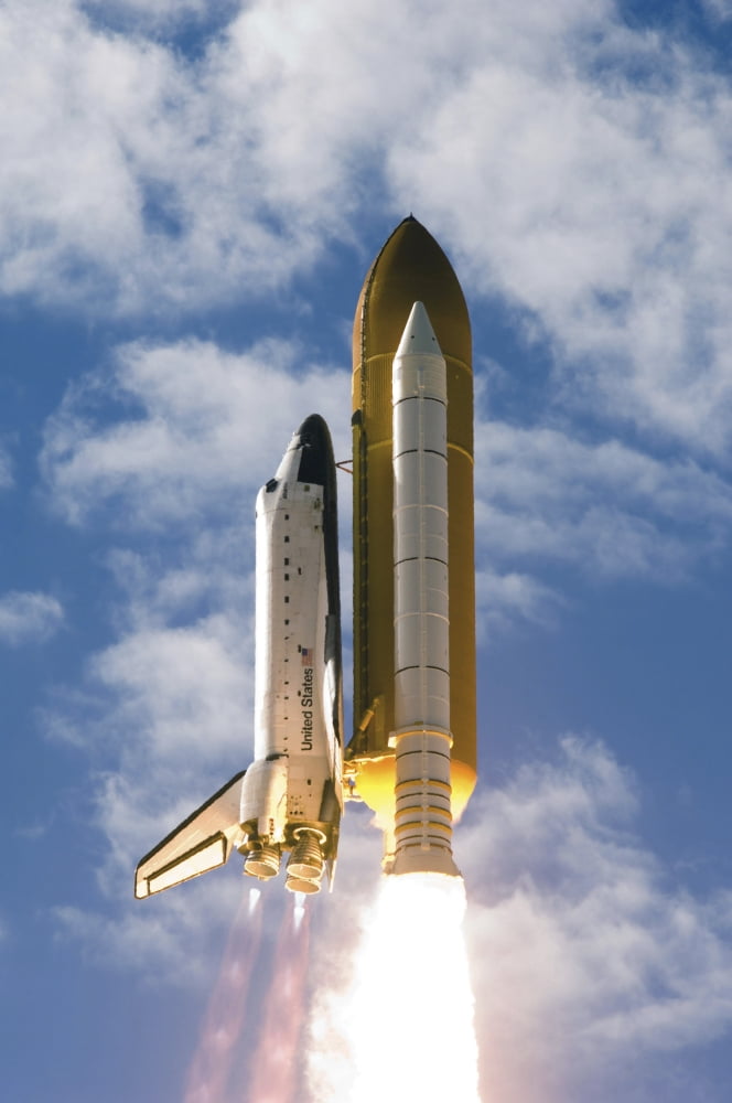 Space Shuttle Atlantis lifts off from its launch pad at Kennedy Space Center Florida Canvas Art - Stocktrek Images (23 x 34)