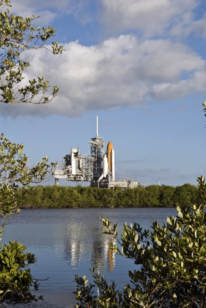 Space Shuttle Atlantis sits ready on the launch pad Canvas Art - Stocktrek Images (23 x 34)