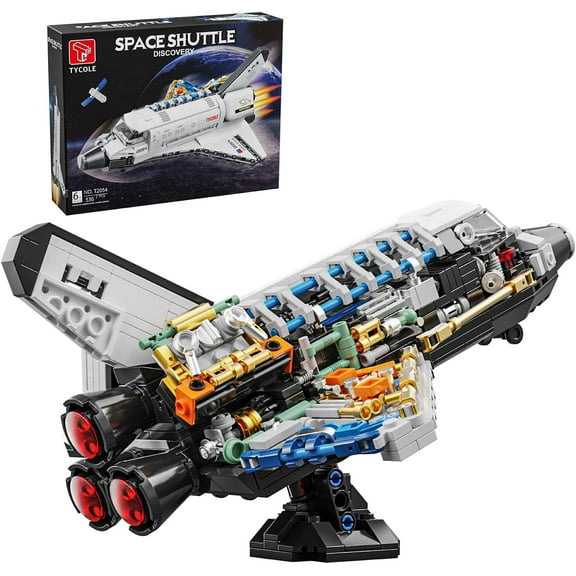 Space Shuttle Building Block Set -Spaceship Building Toy with Stretchable Satellite, Translucent Design Collection for Home Office Decor, Christmas Birthday Gift for Adults & Boys 8-12 (536PCS)