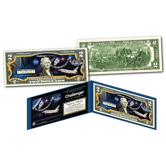 Space Shuttle CHALLENGER Missions Official Legal Tender U.S. $2 Bill NASA