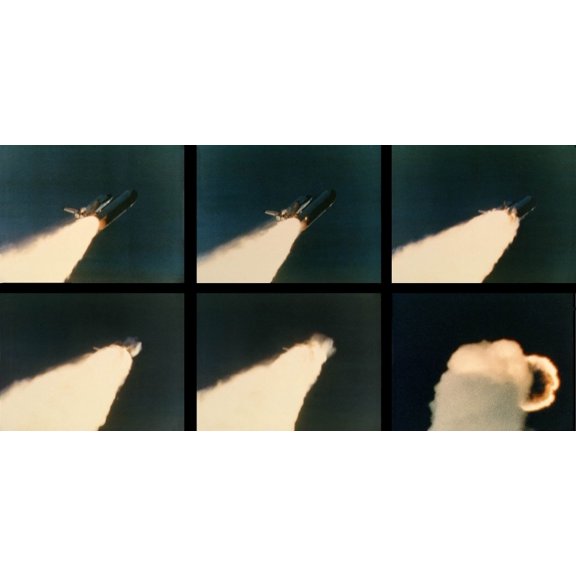 Space Shuttle Challenger Disaster. Six Image Sequence Of The Challenger Explosion In Progress From 58.8 To 109.6 Seconds After Launch. Jan. 28 History (24 x 18)