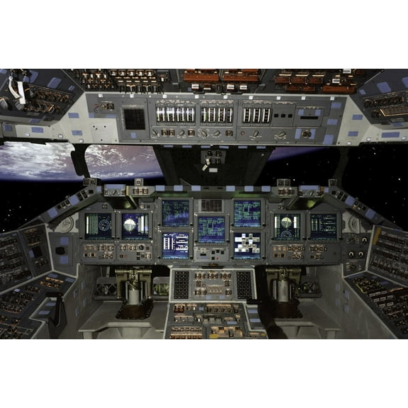 Space Shuttle Cockpit Poster 12x16 Print on Metal Sign 12in x 16in Square Adults Best Posters