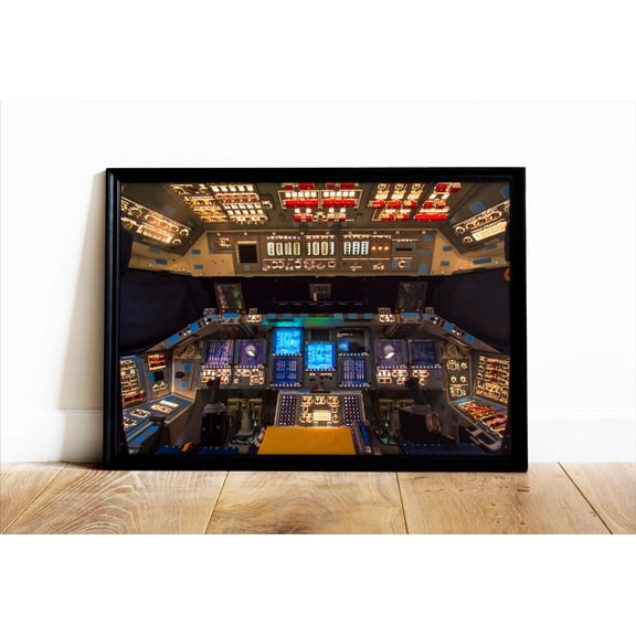 Space Shuttle Cockpit Print, Atlantis Night View, Unframed Paper Poster 8x10in