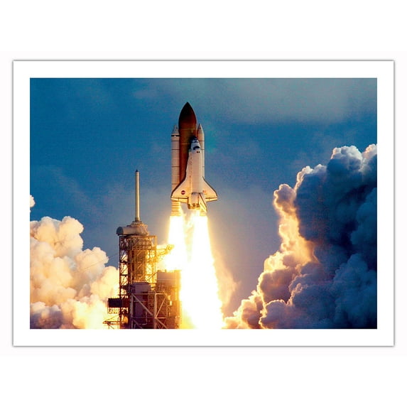 Space Shuttle Discovery STS-26 Launch Sept. 29, 1988 - Kennedy Space Center - NASA Color Photo - Bamboo Fine Art 290gsm Paper Print (Unframed) 24x32in