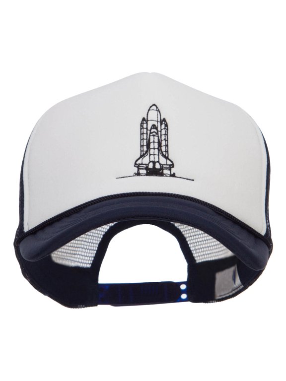 Space Shuttle Embroidered Foam Mesh Cap - Navy White OSFM