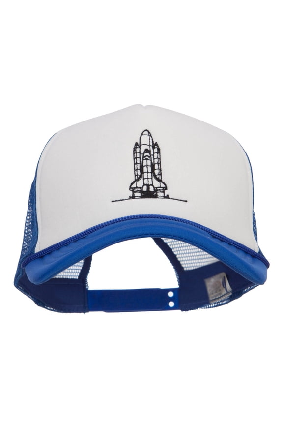 Space Shuttle Embroidered Foam Mesh Cap - Royal White OSFM